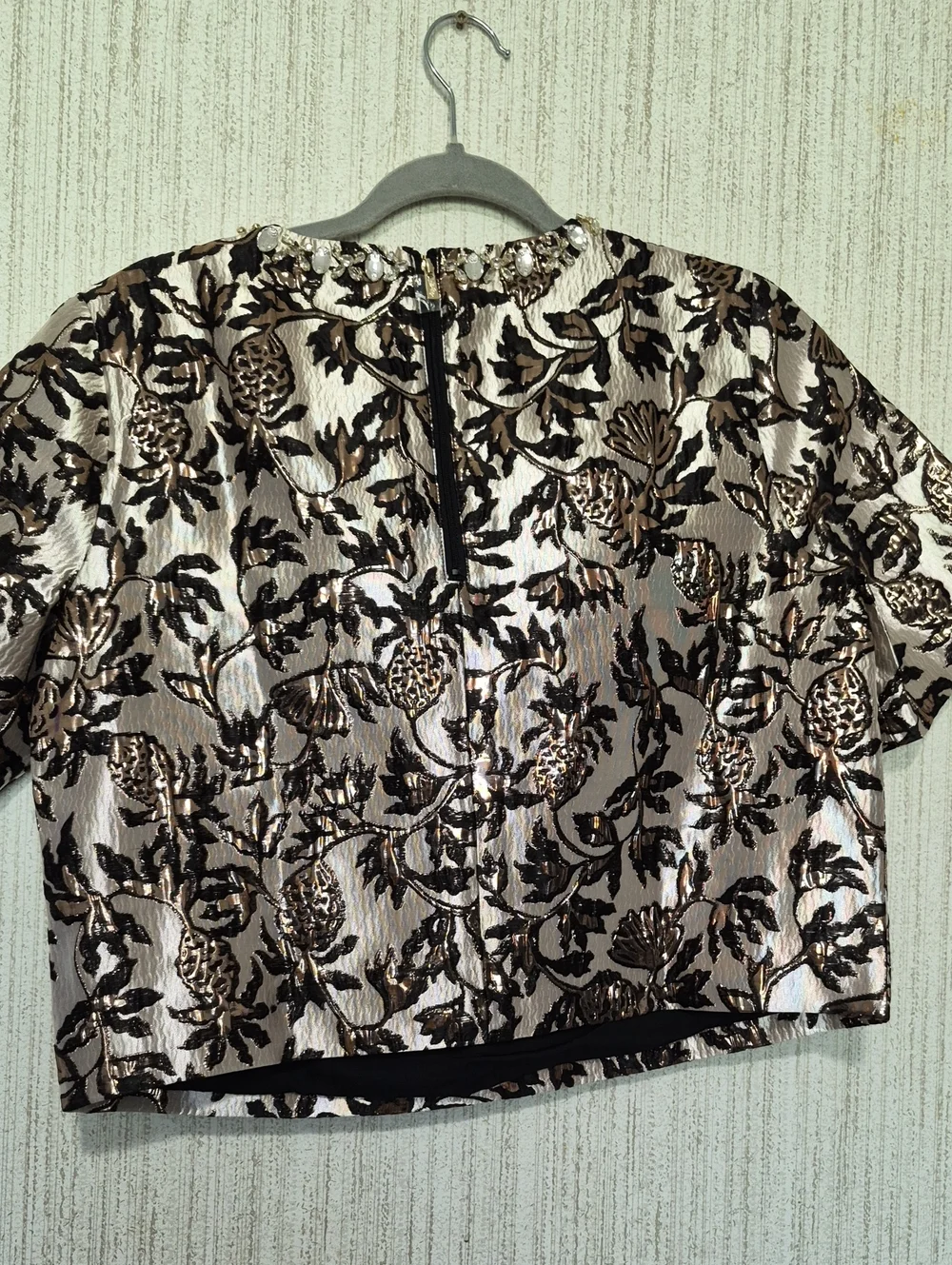 Lilly Pulitzer Folie Pineapple Metallic Jacquard Cropped Top Size 4 NWT